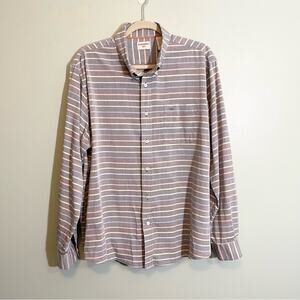 Dockers Men's Gray Stripes Button-Down Collar Long Sleeve Button-Up Shirt XL
